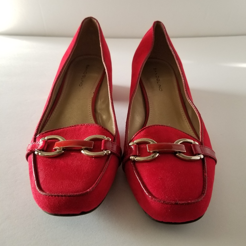 Bandolino Red Suede Heeled Loafer Size 7.5 Career Office